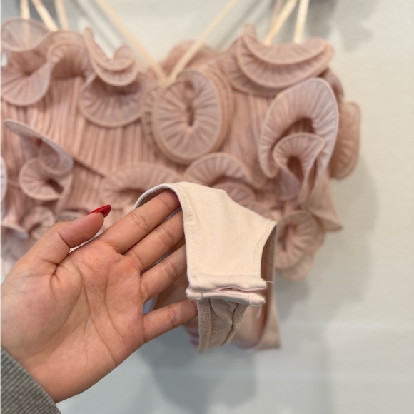 Free People Pink Ruffled Bodysuit - Picture 2 of 4